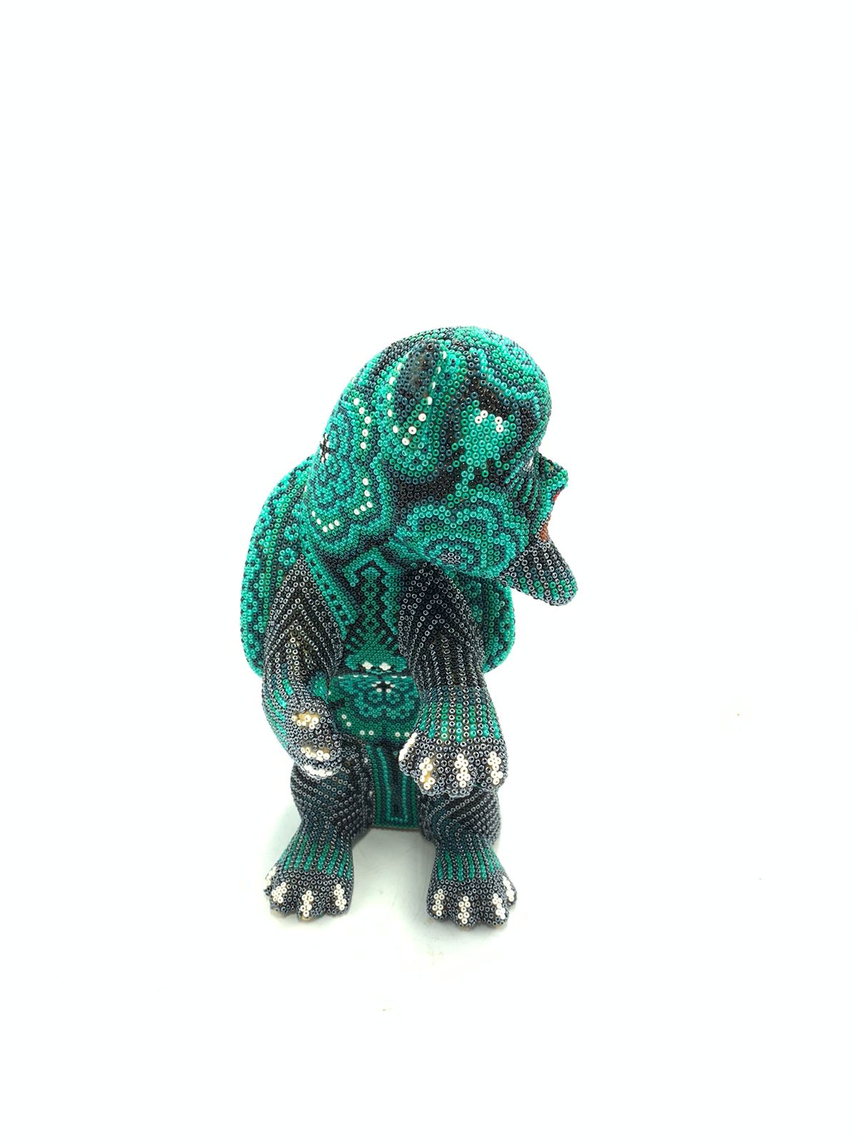 Huichol Mexican Folk Art Hand Beaded Armadillo By Florencio Lopez PP5719