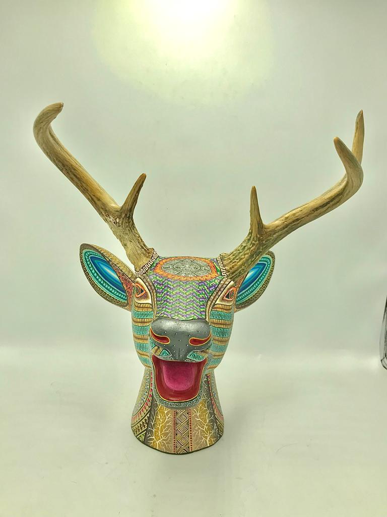 Great Oaxacan Wood Carving Alebrije Deer By Manuel Cruz PP5670