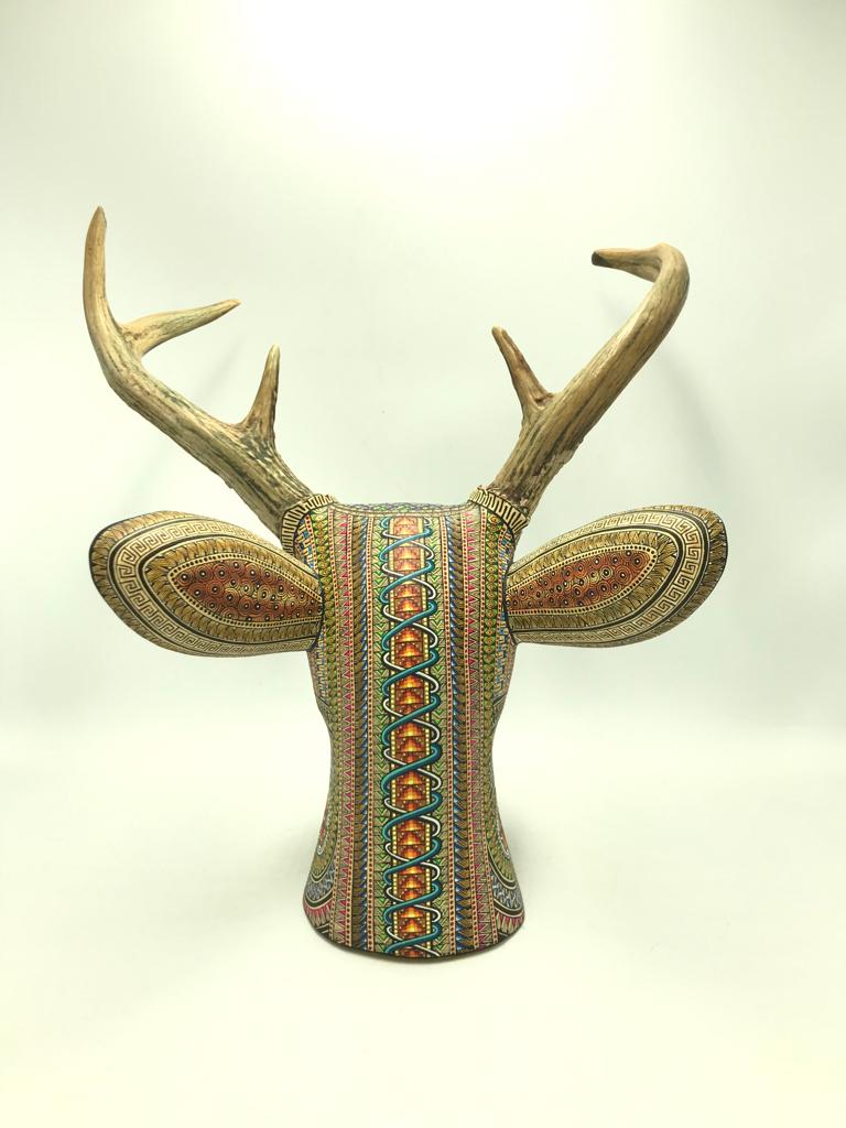 Great Oaxacan Wood Carving Alebrije Deer By Manuel Cruz PP5670