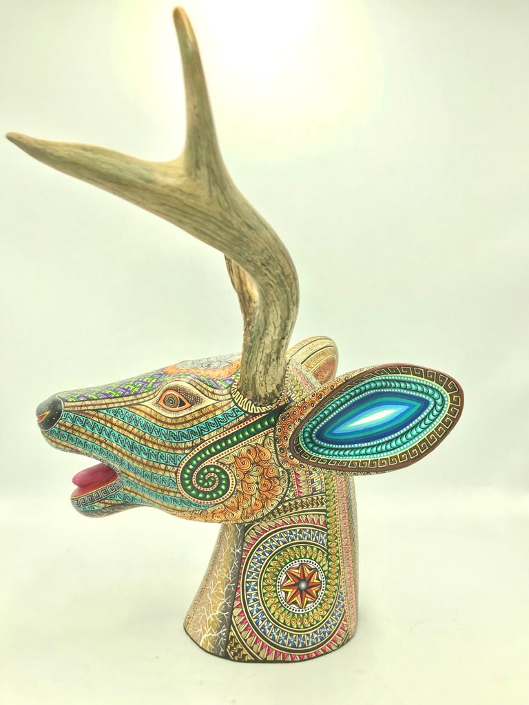 Great Oaxacan Wood Carving Alebrije Deer By Manuel Cruz PP5670