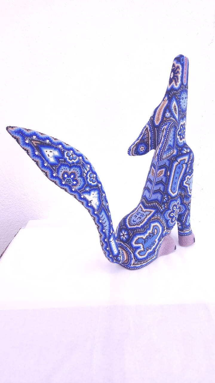 Mexican Folk Art Huichol Beaded Fox by Isandro Villa Lopez PP5880
