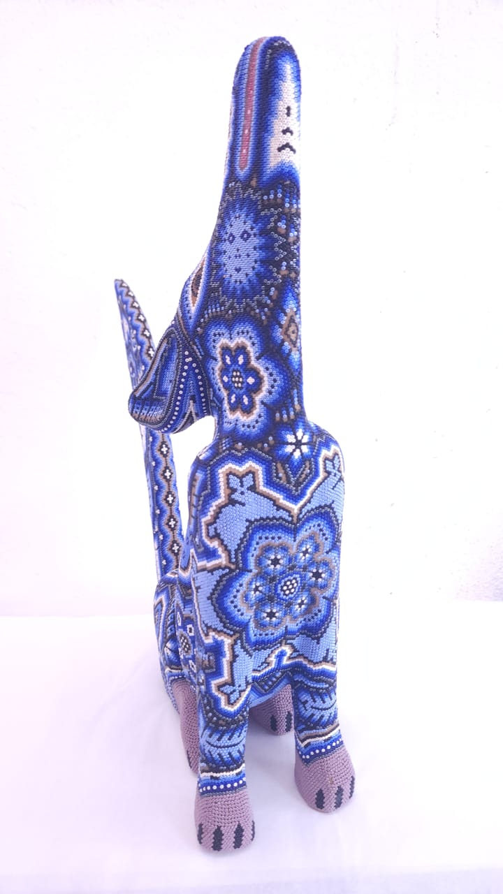 Mexican Folk Art Huichol Beaded Fox by Isandro Villa Lopez PP5880