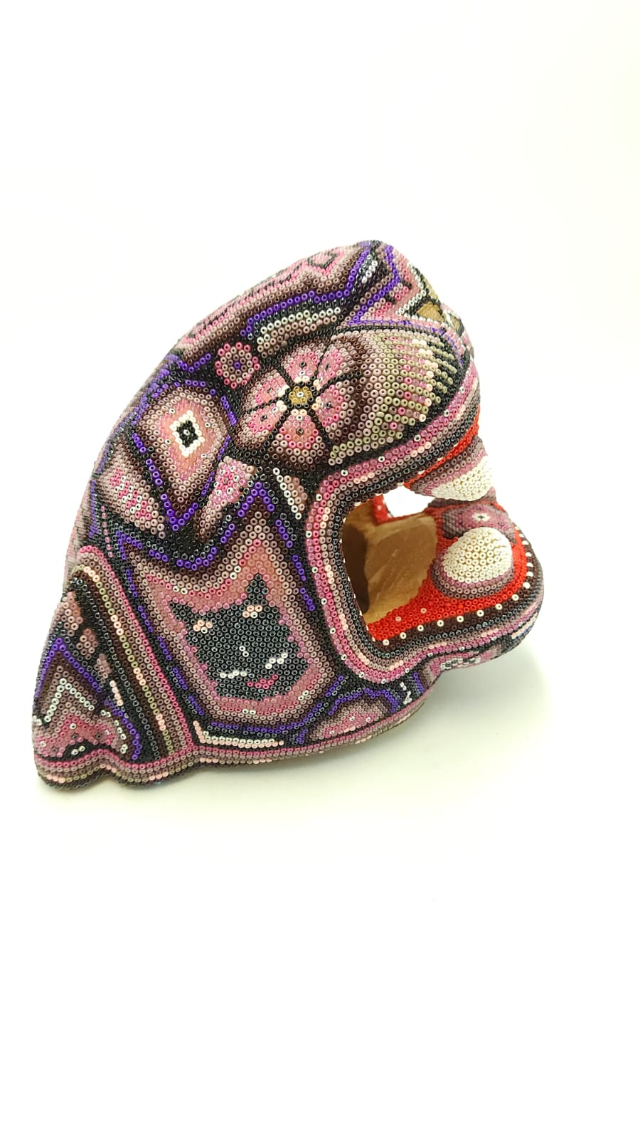 Huichol Hand Beaded Jaguar Head by Isandro Villa Lopez PP5978