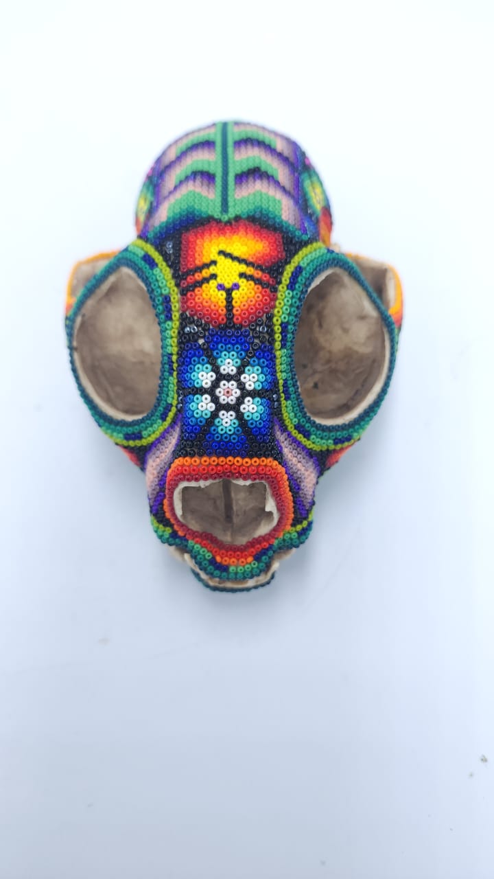 Mexican Huichol Hand Beaded Wildcat By Honorio Villa Lopez PP6053