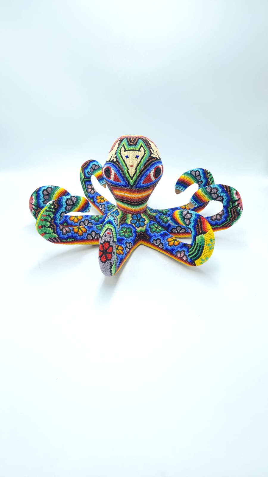 Hand Beaded Huichol Indian Mexican Folk Art Octopus By Morelia Lopez PP6146