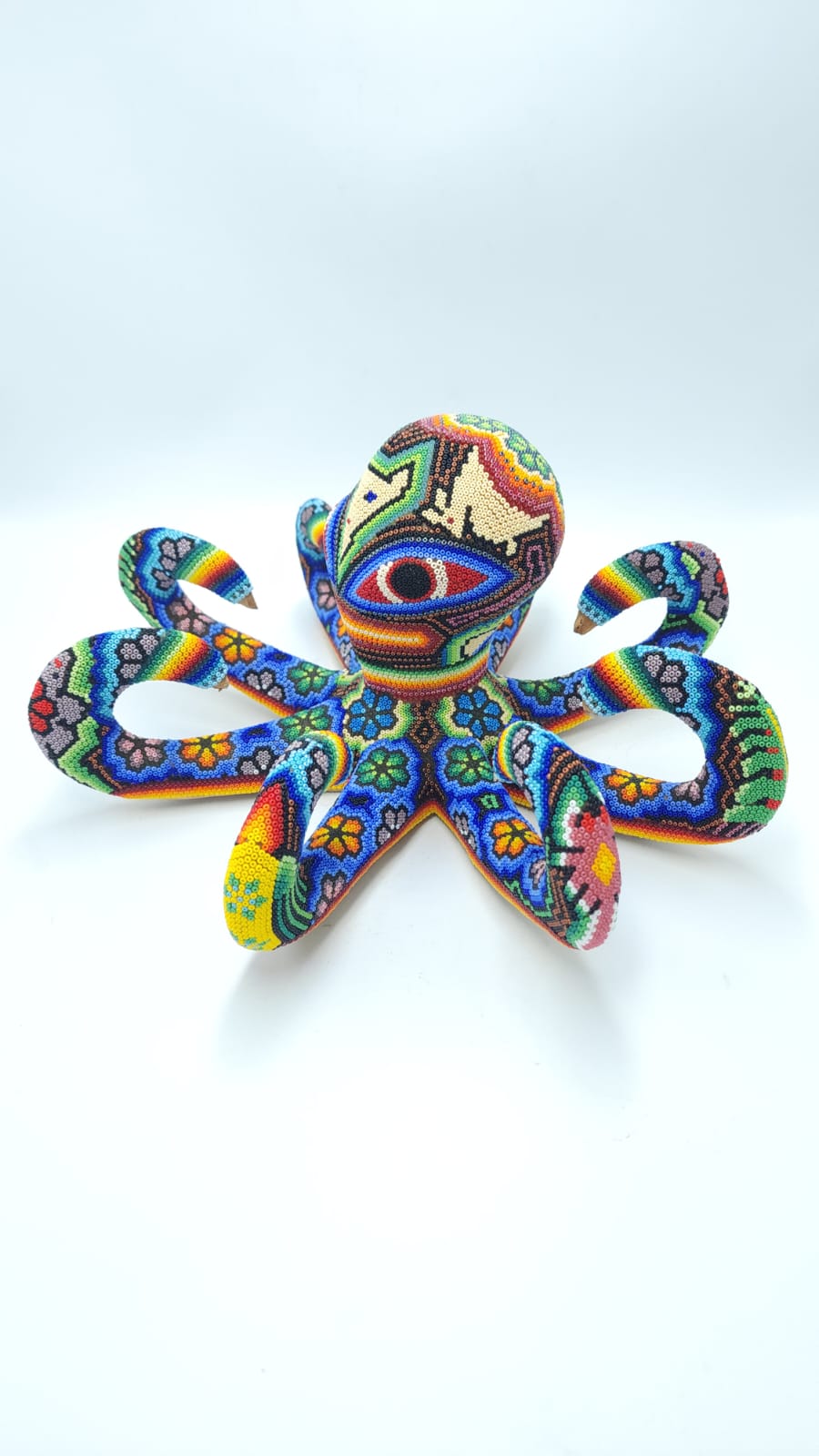 Hand Beaded Huichol Indian Mexican Folk Art Octopus By Morelia Lopez PP6146