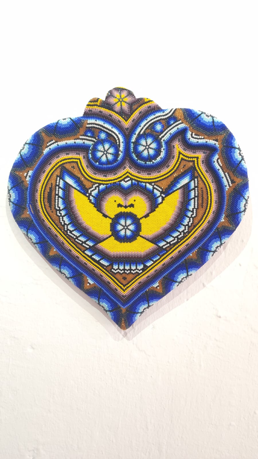 Huichol Hand Beaded Mexican Folk Art Heart By Santos Bautista PP6171