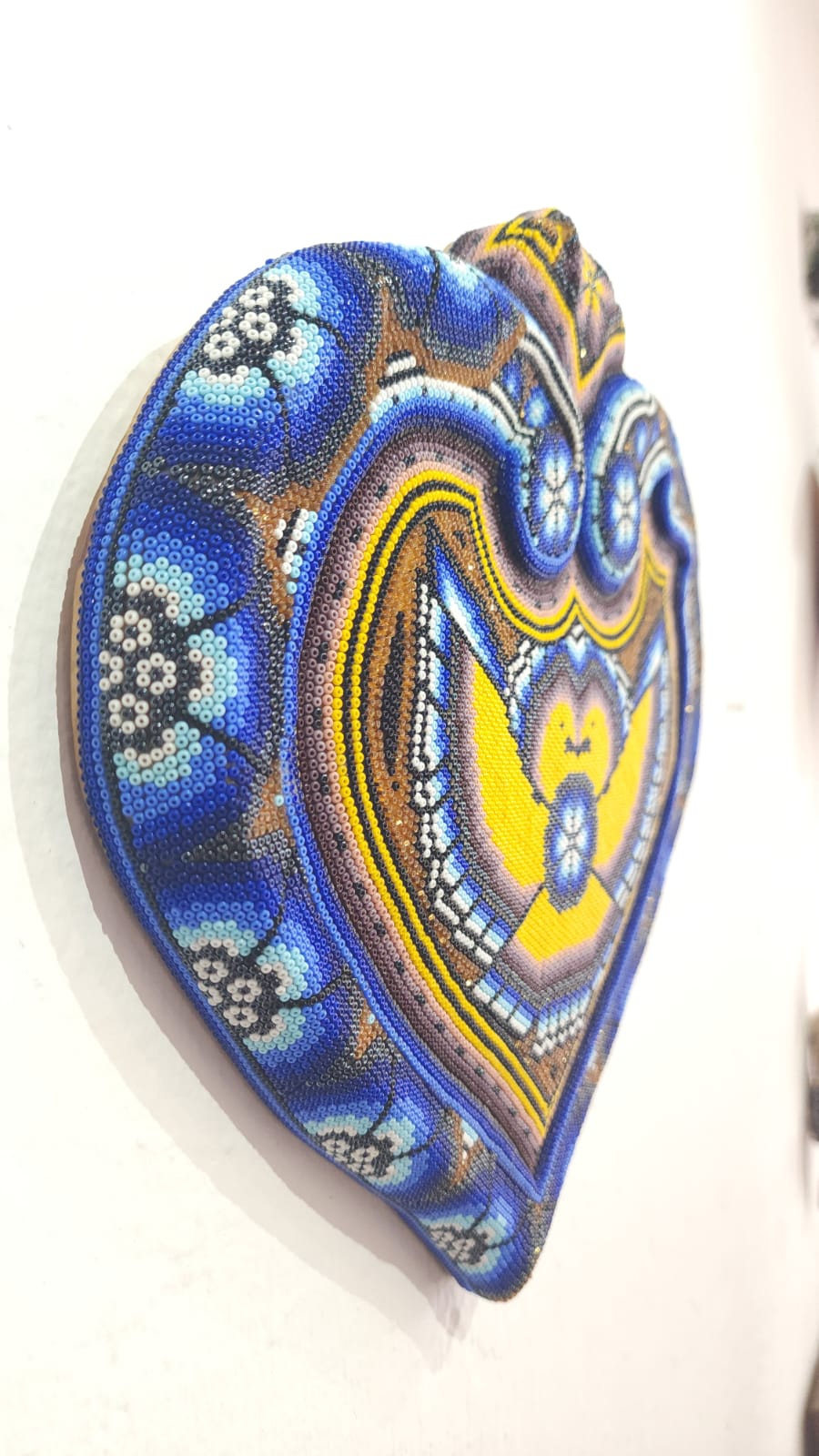Huichol Hand Beaded Mexican Folk Art Heart By Santos Bautista PP6171