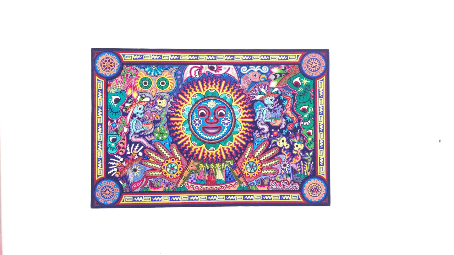 Pintura de hilo de indio huichol por Luis Castro PP6265