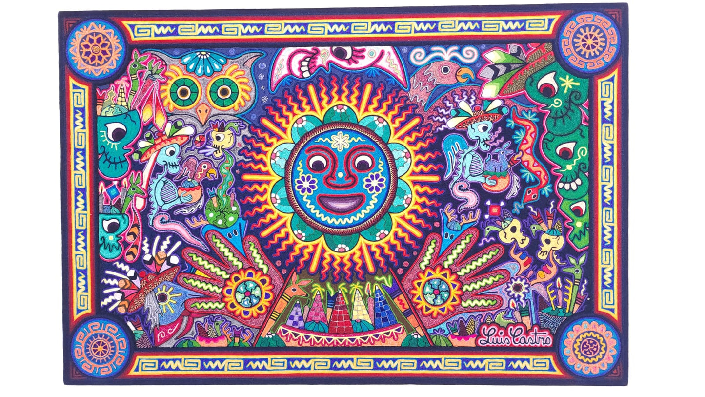 Pintura de hilo de indio huichol por Luis Castro PP6265