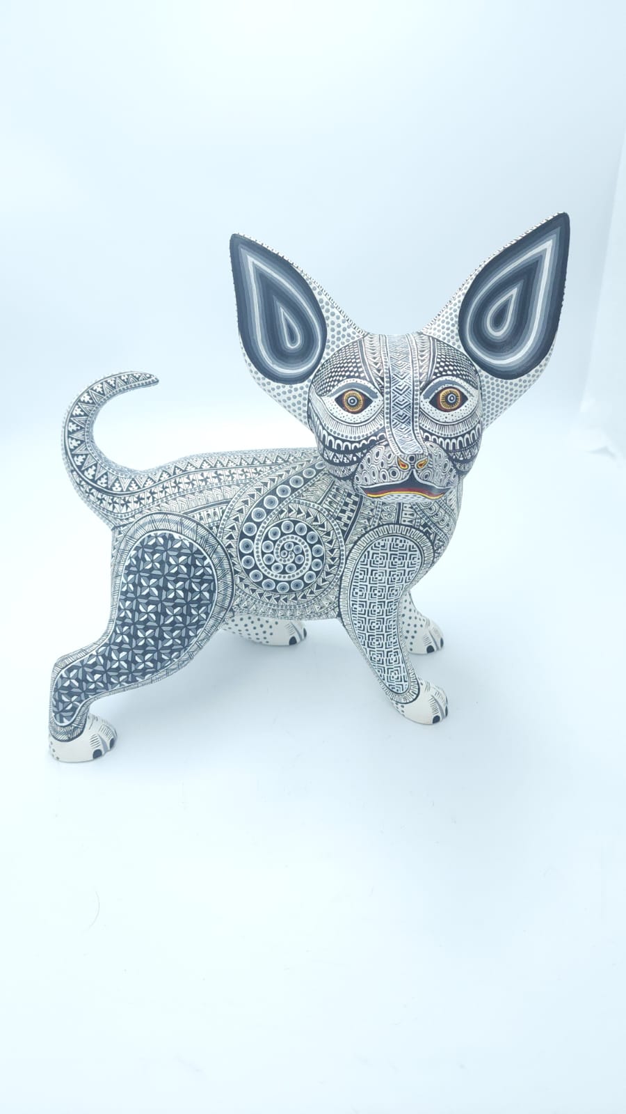 Oaxacan Wood Carving Chihuahua by Manuel Cruz Prudencio PP6562