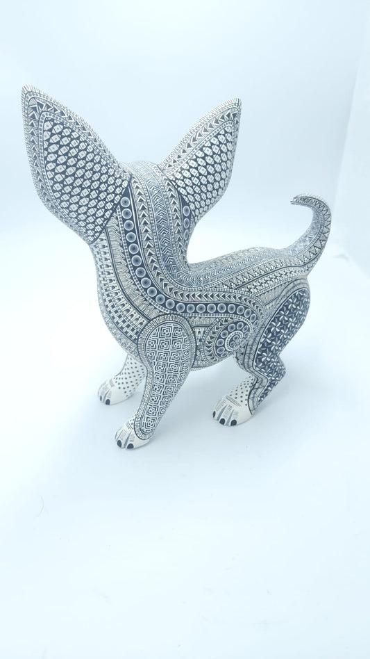 Oaxacan Wood Carving Chihuahua by Manuel Cruz Prudencio PP6562