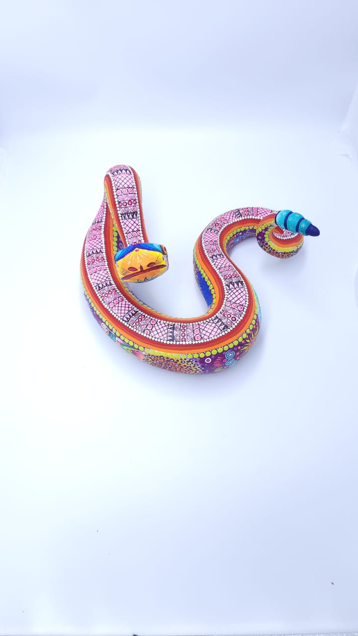 Great Mexican Oaxacan Wood Carving Tona snake By Cesar Melchor pp6565