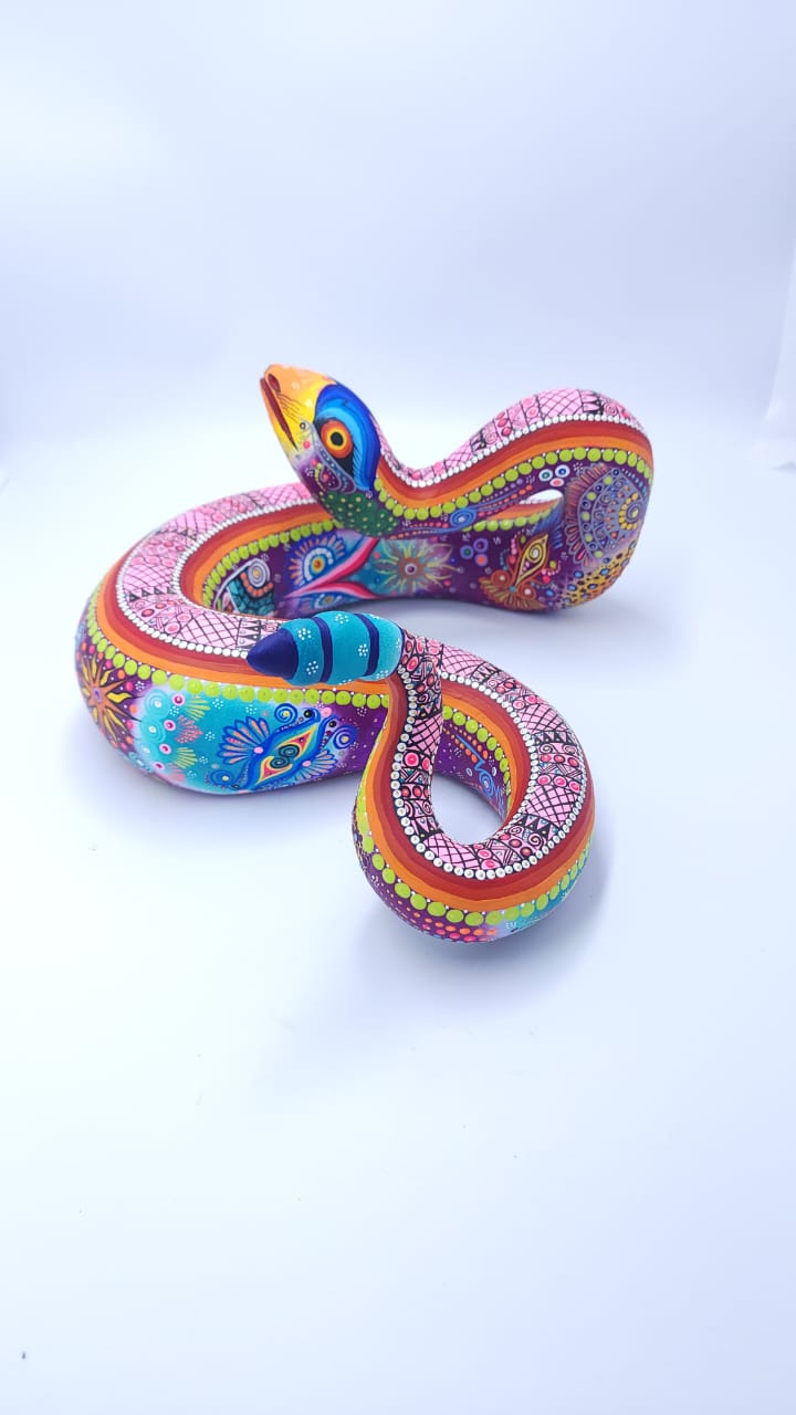 Great Mexican Oaxacan Wood Carving Tona snake By Cesar Melchor pp6565