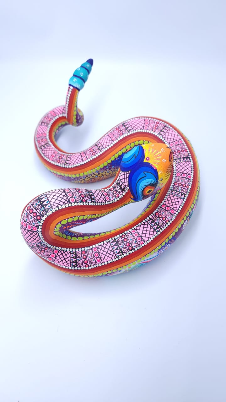 Great Mexican Oaxacan Wood Carving Tona snake By Cesar Melchor pp6565
