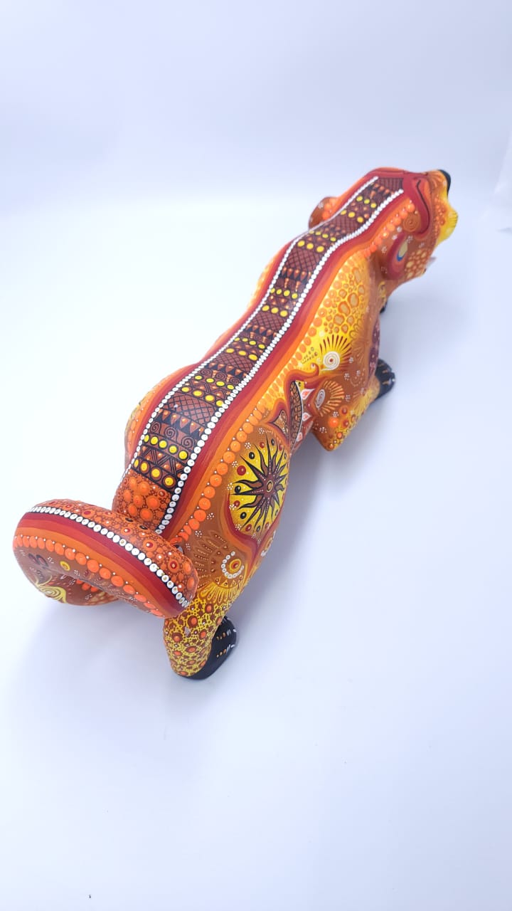 Great Mexican Oaxacan Wood Carving Tona Jaguar By Cesar Melchor PP6566