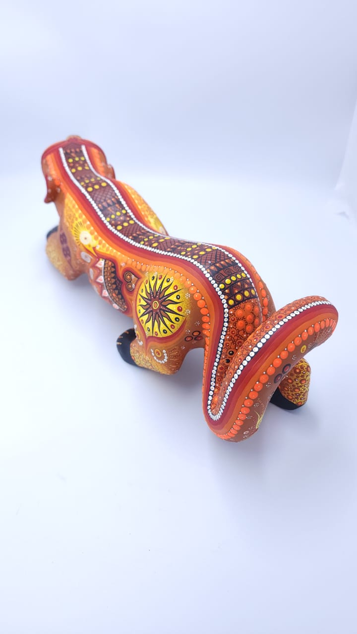 Great Mexican Oaxacan Wood Carving Tona Jaguar By Cesar Melchor PP6566