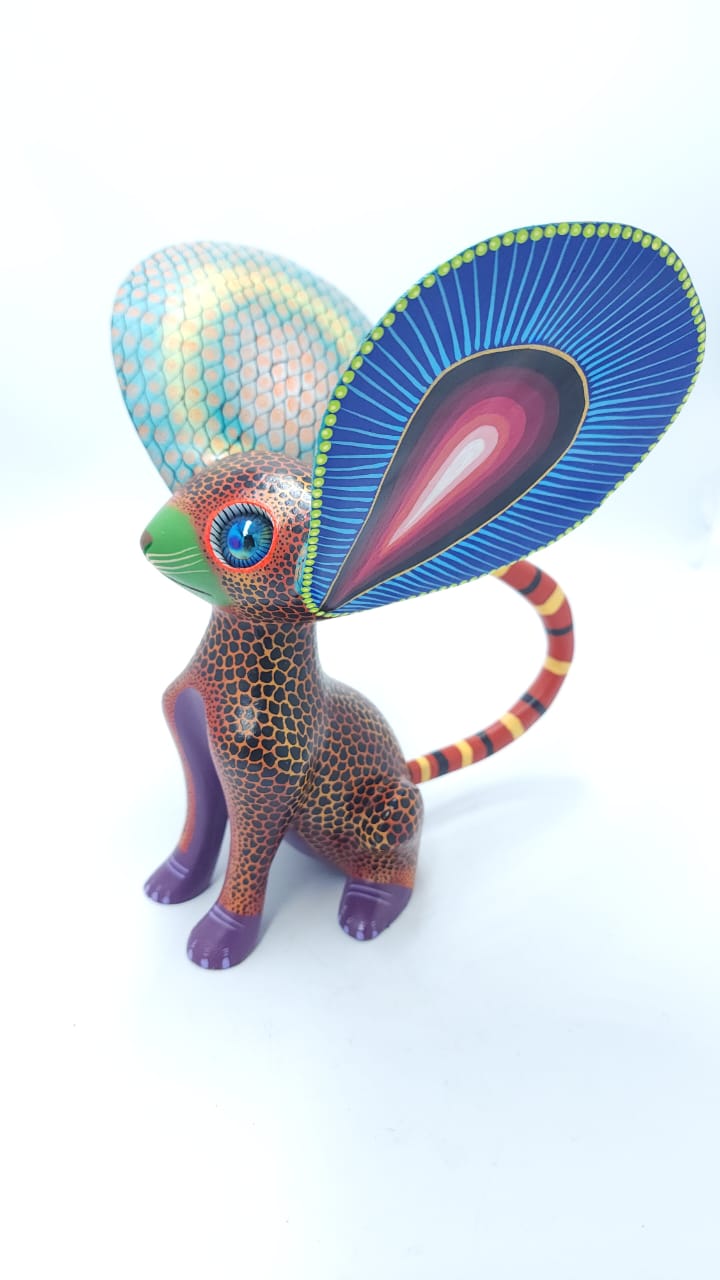 Great Mexican Oaxacan Wood Carving Alebrije Mouse  By Isaac Fabian PP6670