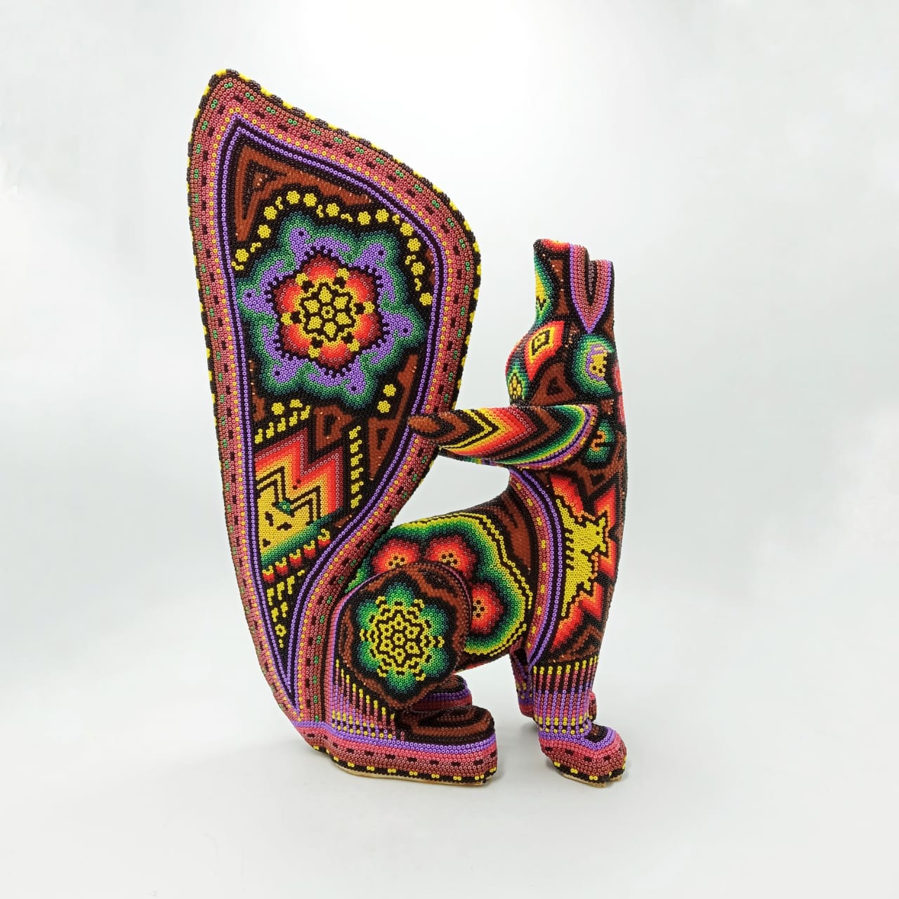 Huichol Hand Beaded Coyote By Santos Bautista PP6714