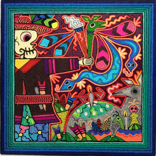 Paint Yarn  huichol Indian Yarn, Painting by Luis Castro PP6791
