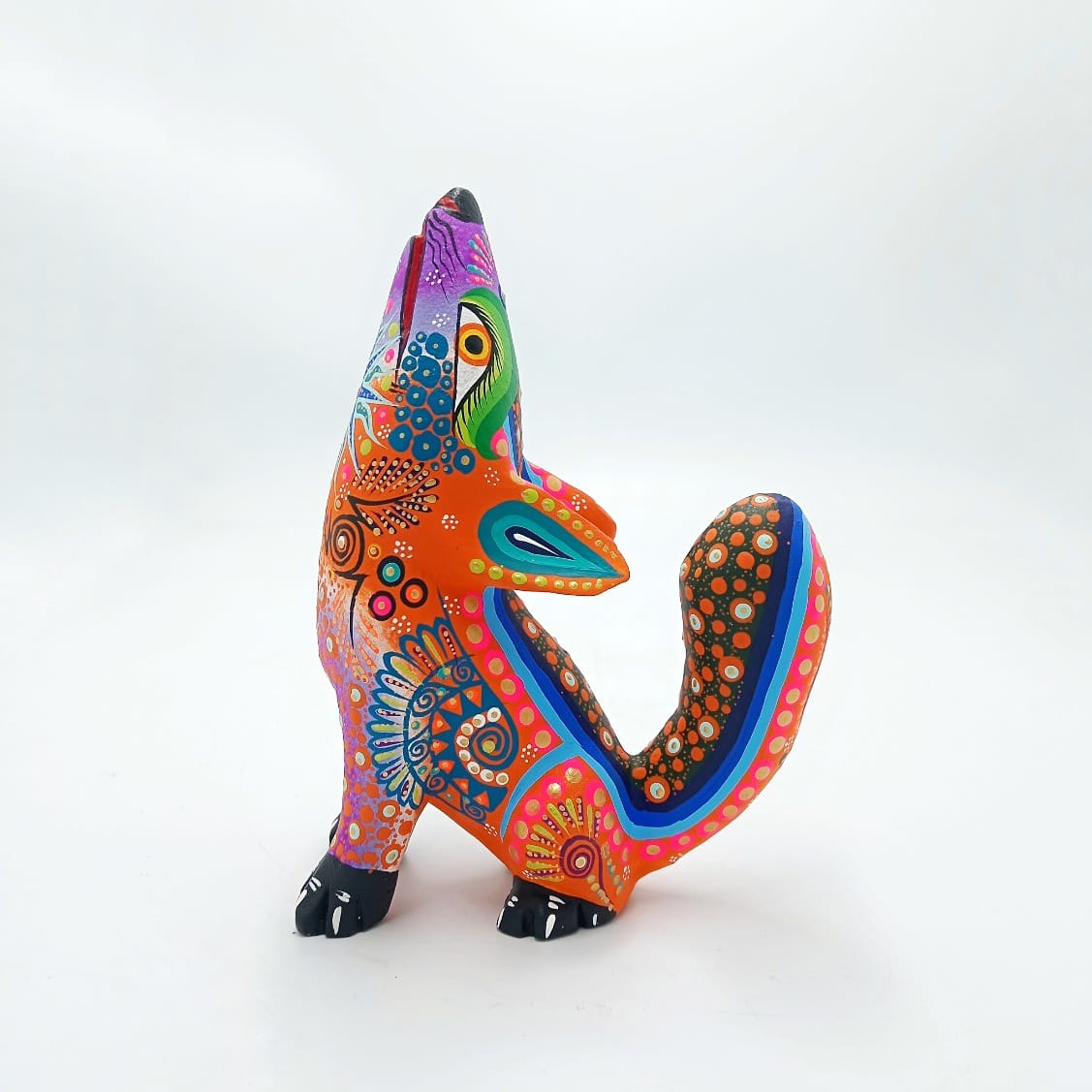 Oaxacan Wood Carving Alebrije Nahual Hand Made Coyote By Estudio 2403 PP6827
