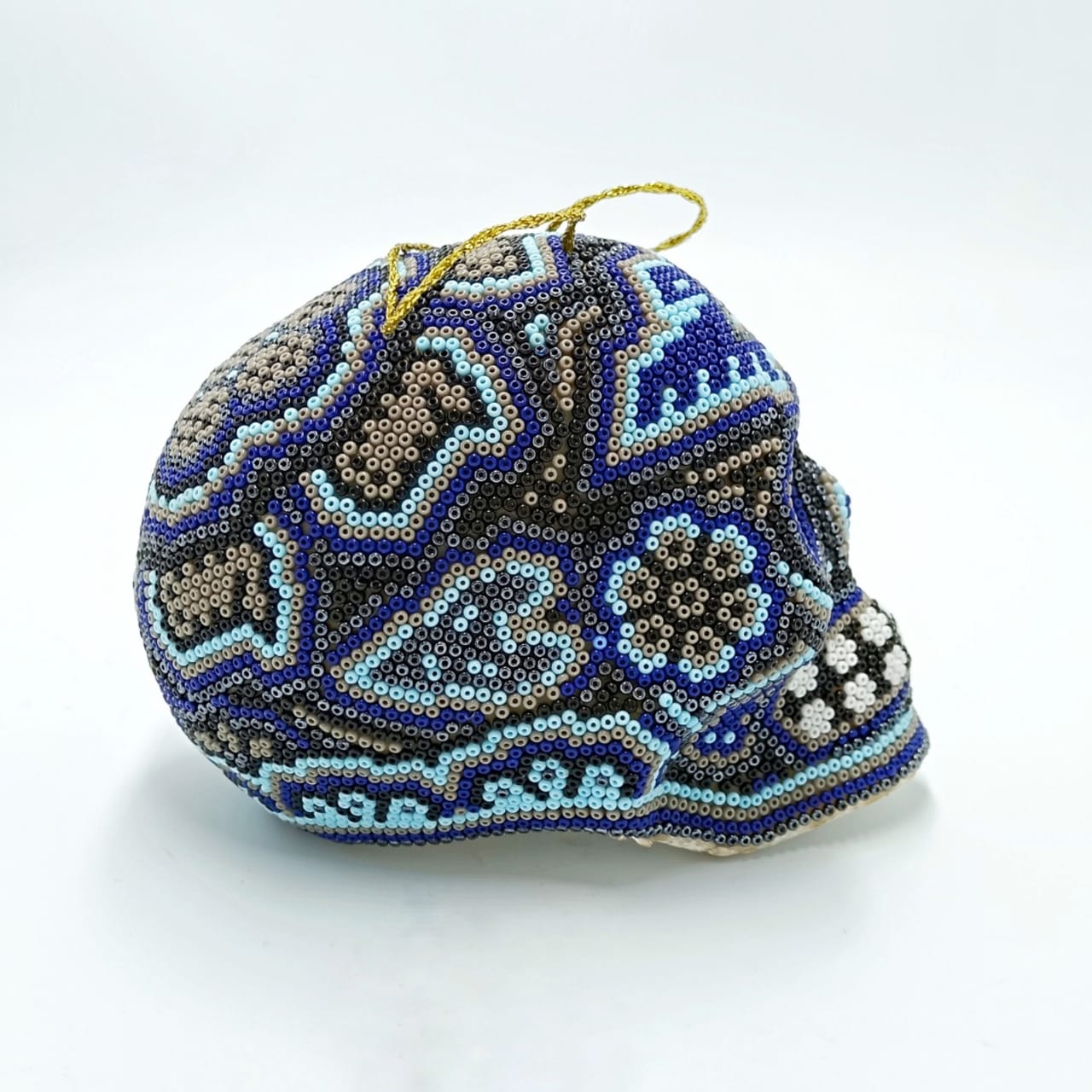 Stunning Huichol Hand Beaded Skull Sphere By Honorio Villa Lopez PP6871