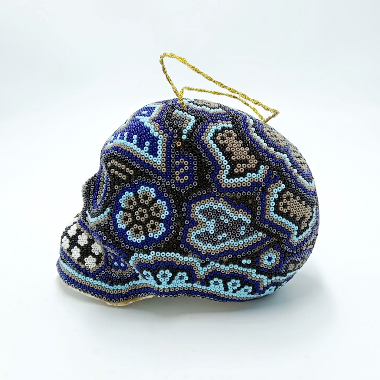 Stunning Huichol Hand Beaded Skull Sphere By Honorio Villa Lopez PP6871