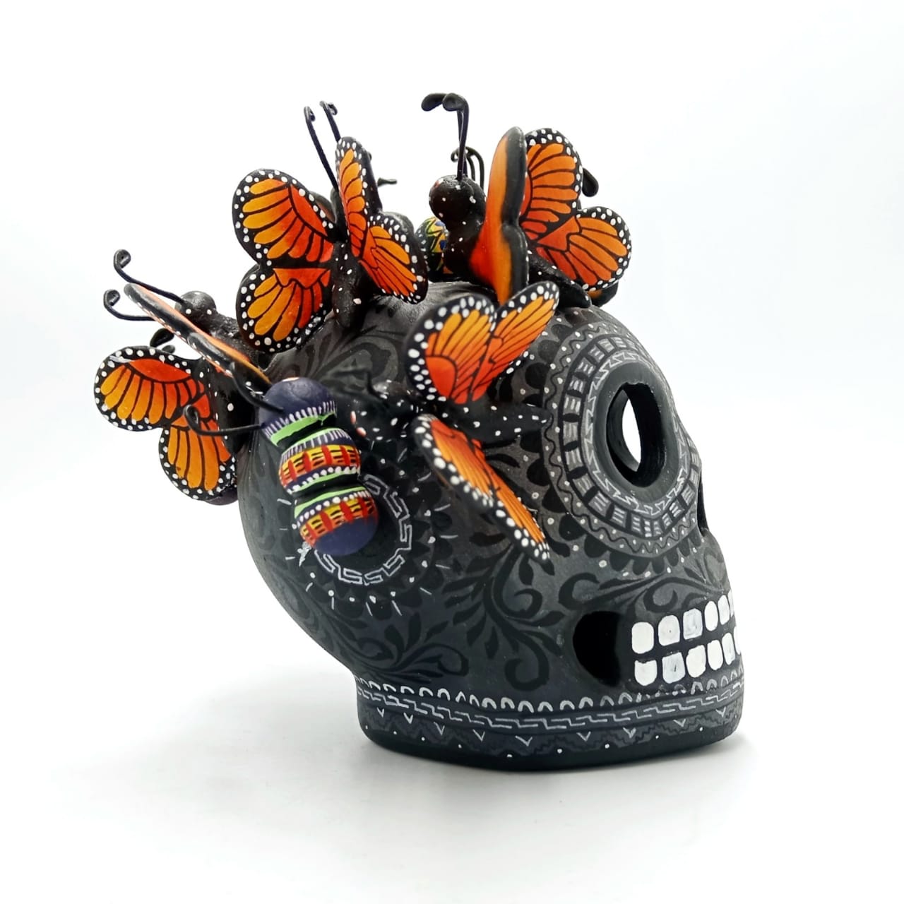 Day Of The Dead Ceramics Monarcas Human Skull By Alfonso Castillo PP6890