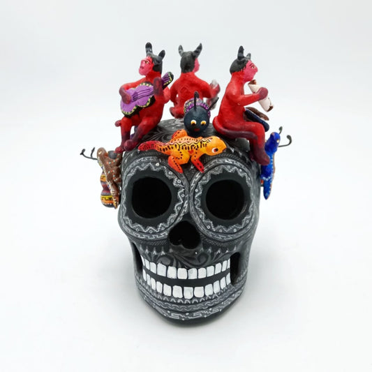Day Of The Dead Ceramics Devils Human Skull By Alfonso Castillo PP6892