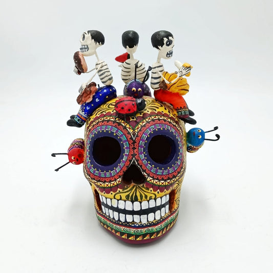 Day Of The Dead Ceramics Skeleton Human Lunch Time Skull By Alfonso Castillo PP6895