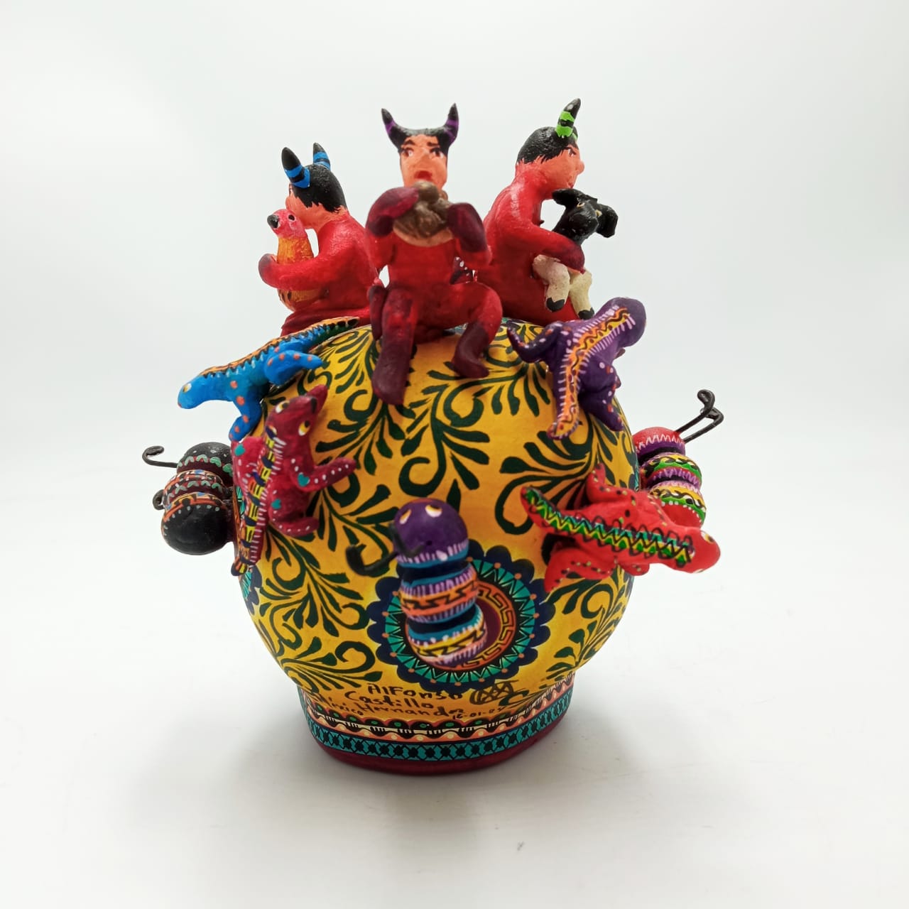 Day Of The Dead Ceramics Devils Human Skull By Alfonso Castillo PP6772