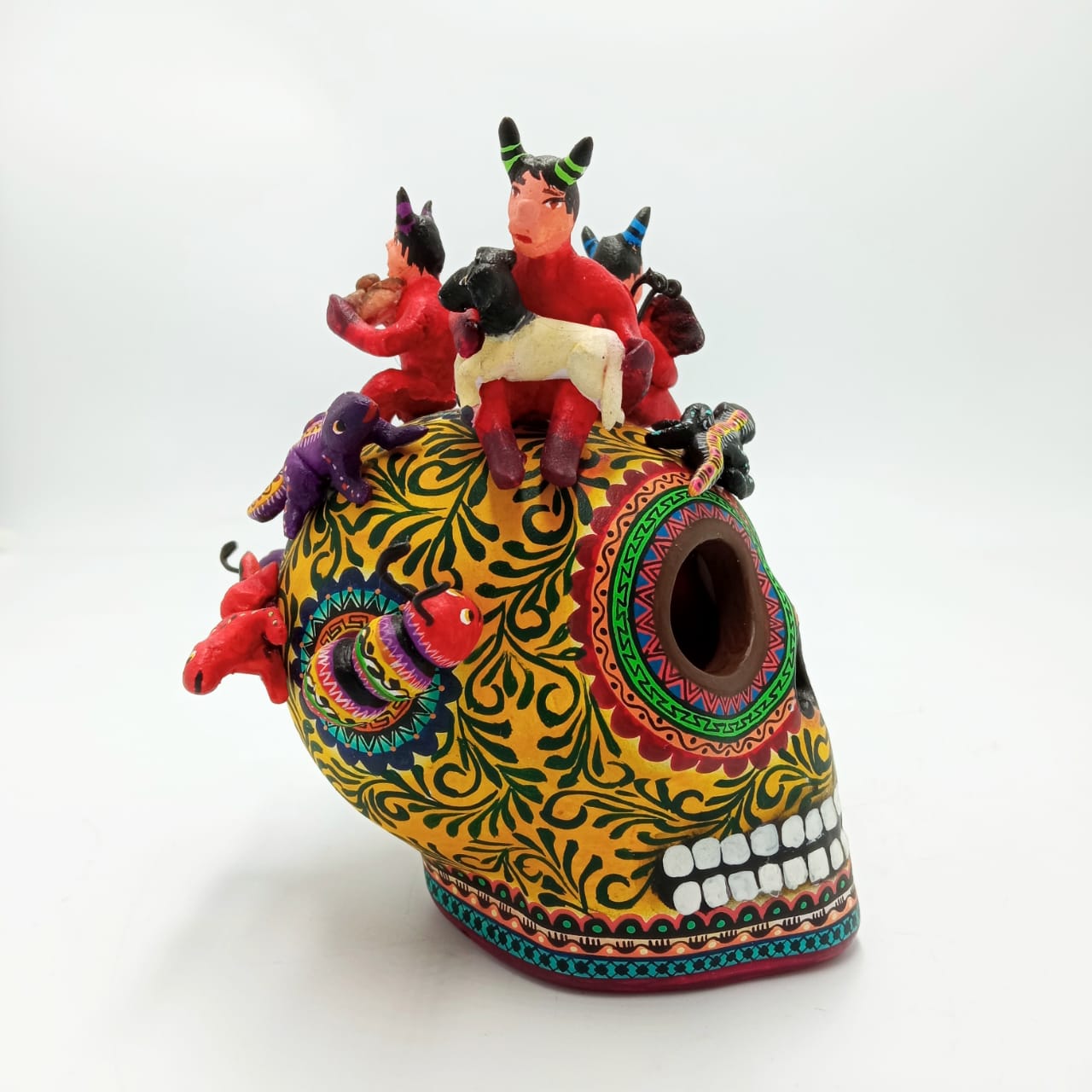 Day Of The Dead Ceramics Devils Human Skull By Alfonso Castillo PP6772