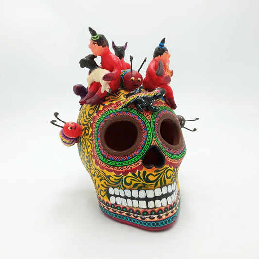 Day Of The Dead Ceramics Devils Human Skull By Alfonso Castillo PP6772