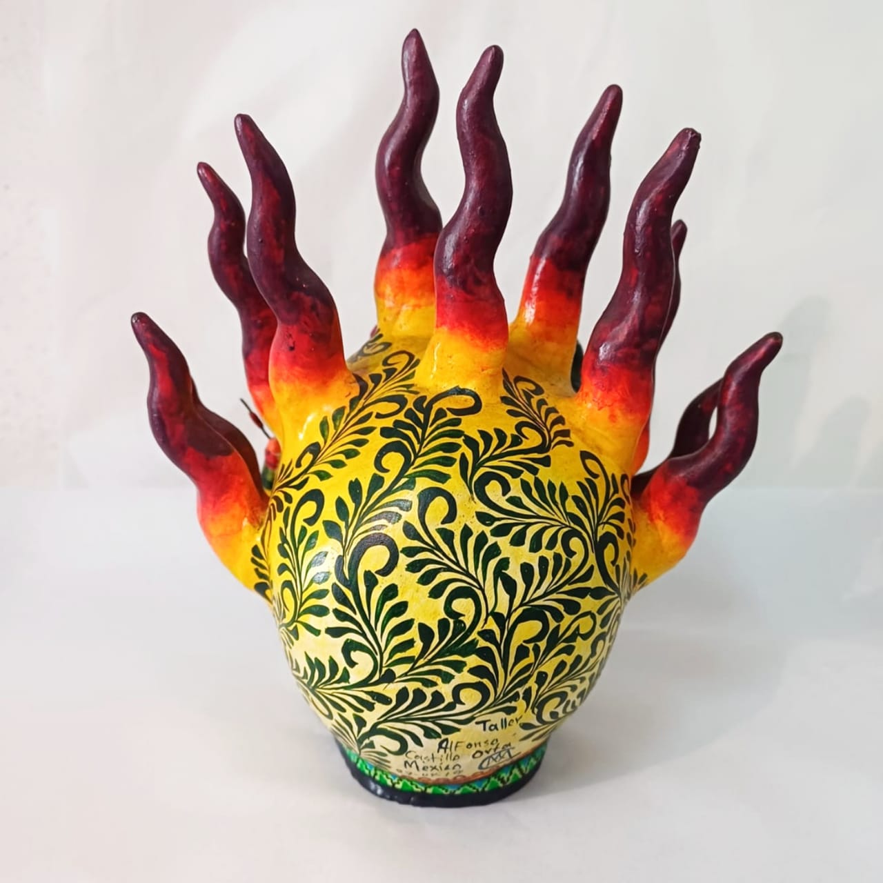 Day Of The Dead Ceramics Fire Skull By Alfonso Castillo PP6776