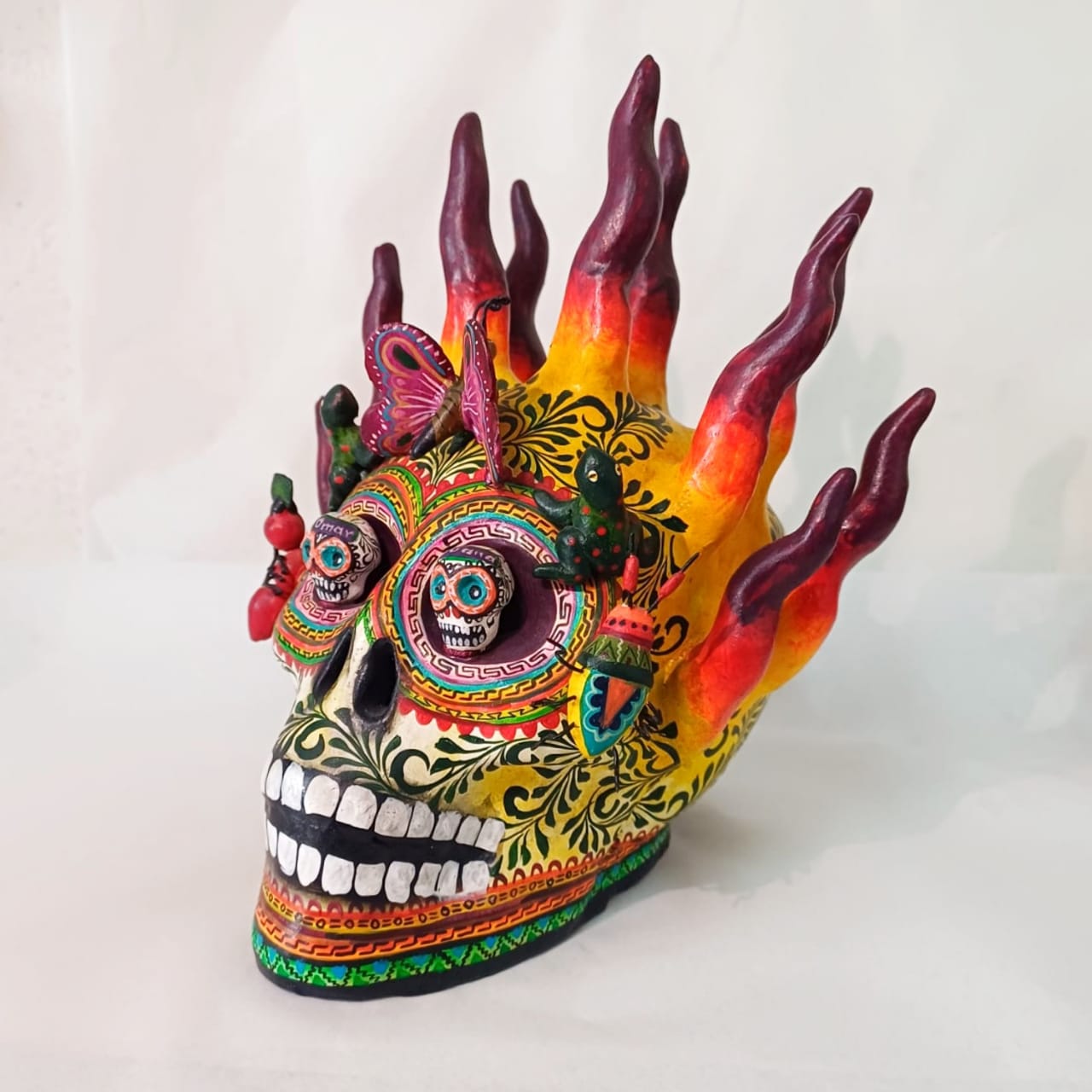 Day Of The Dead Ceramics Fire Skull By Alfonso Castillo PP6776