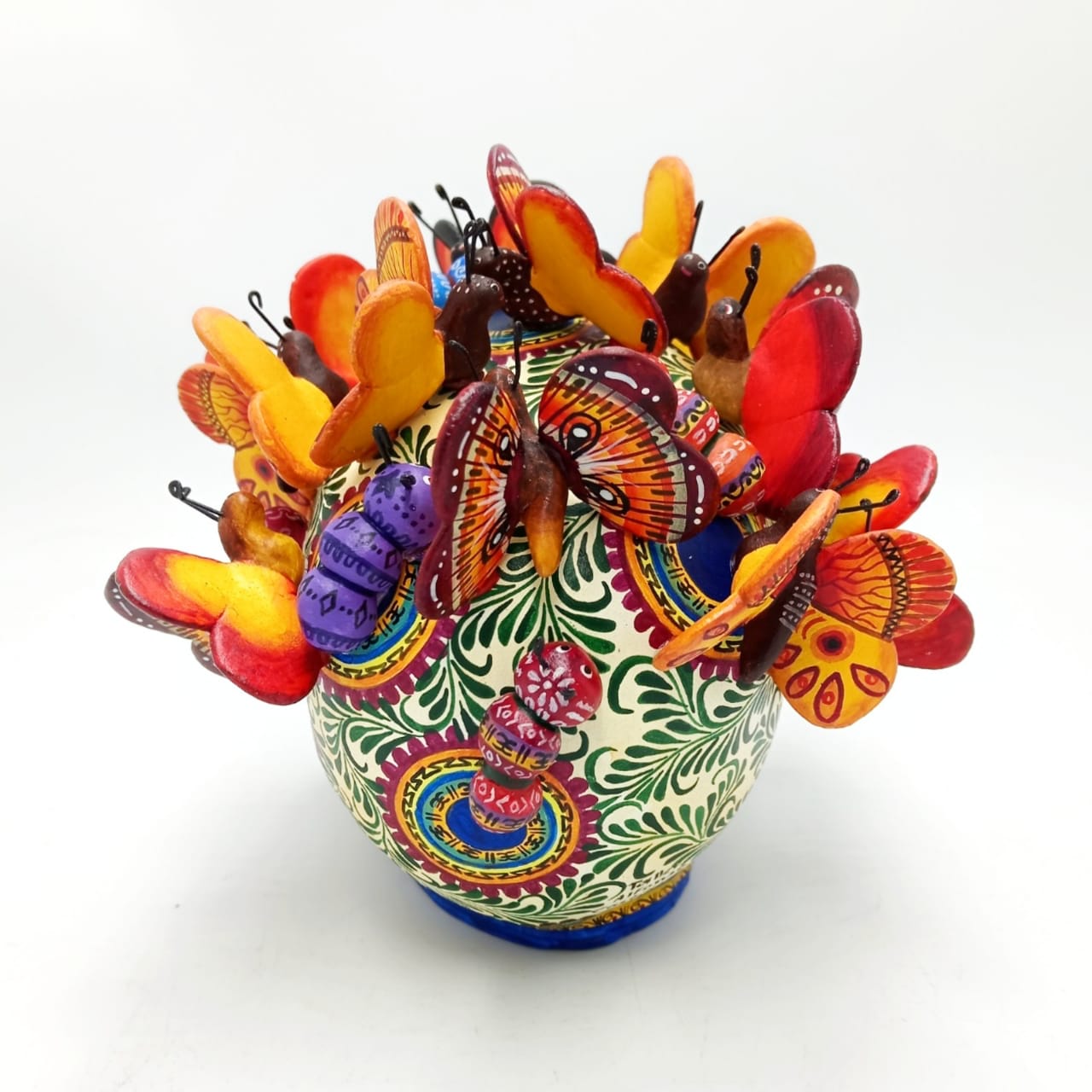 Day Of The Dead Ceramics Butterflys Human Skull By Alfonso Castillo PP6991