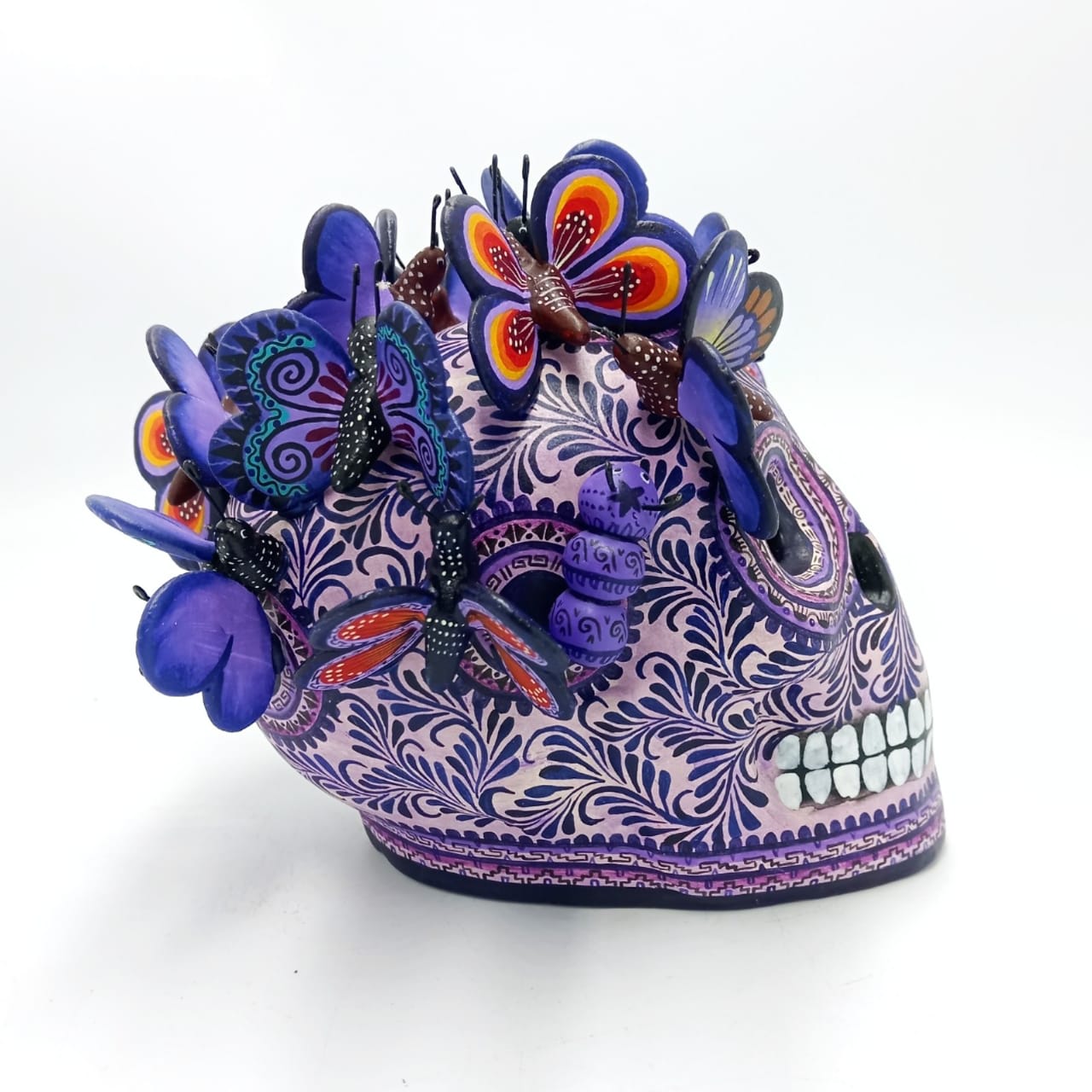 Day Of The Dead Ceramics Butterflys Human Skull By Alfonso Castillo PP6992