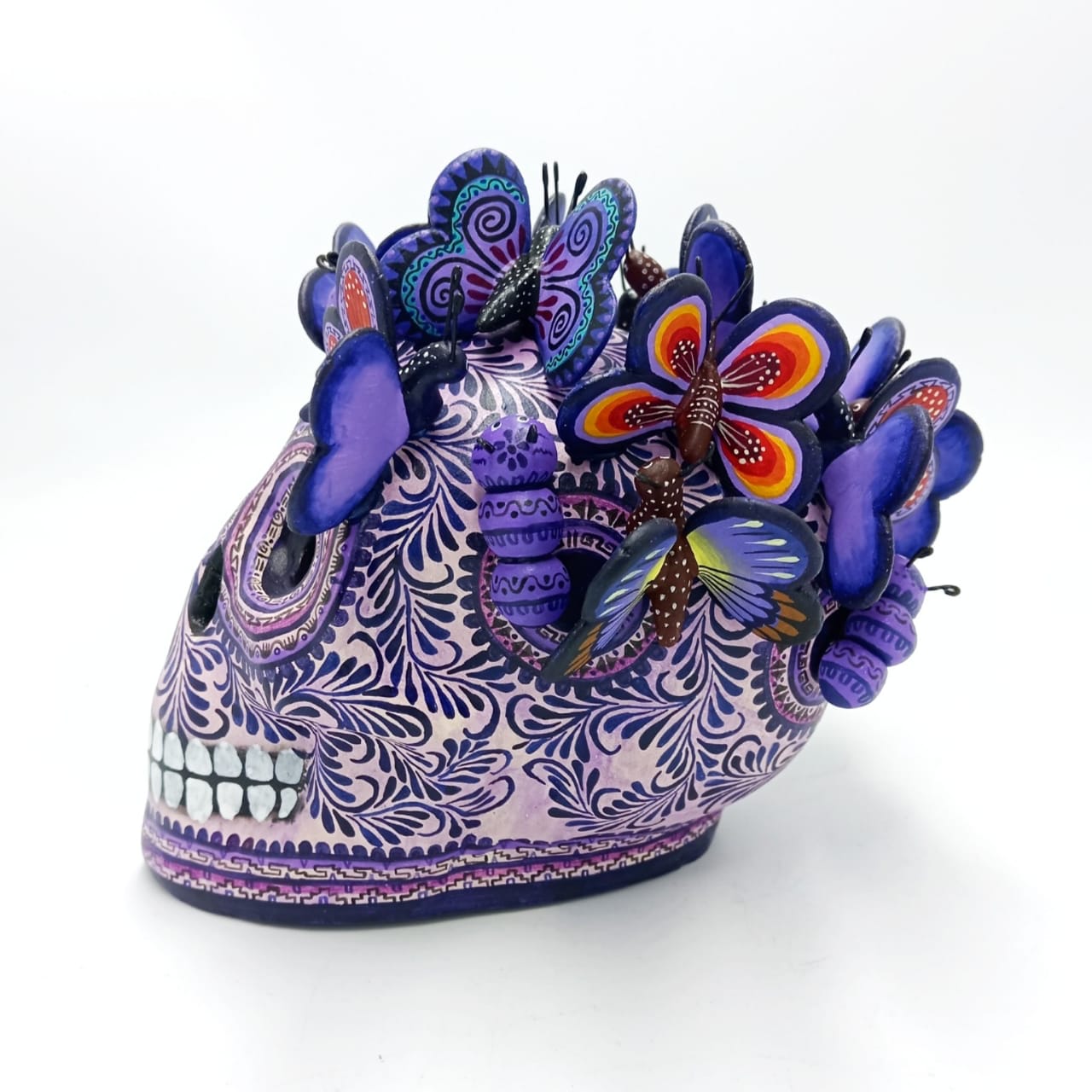 Day Of The Dead Ceramics Butterflys Human Skull By Alfonso Castillo PP6992