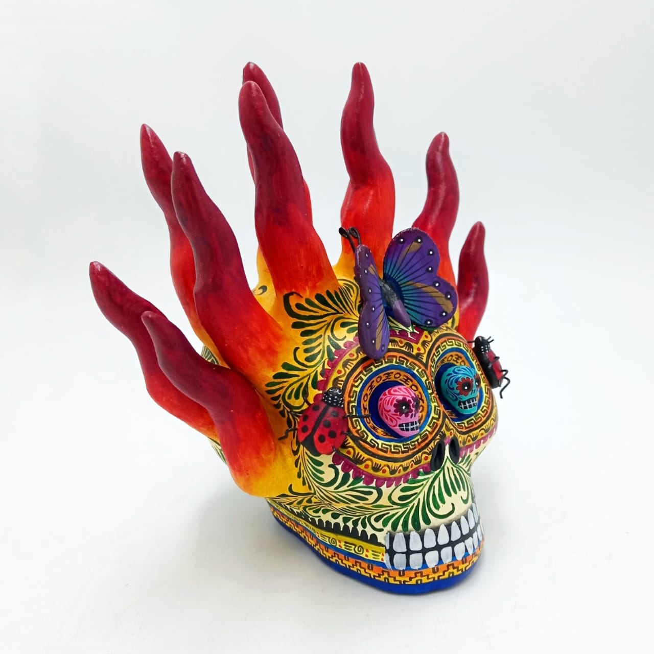 Day Of The Dead Ceramics Fire Skull By Alfonso Castillo PP6988