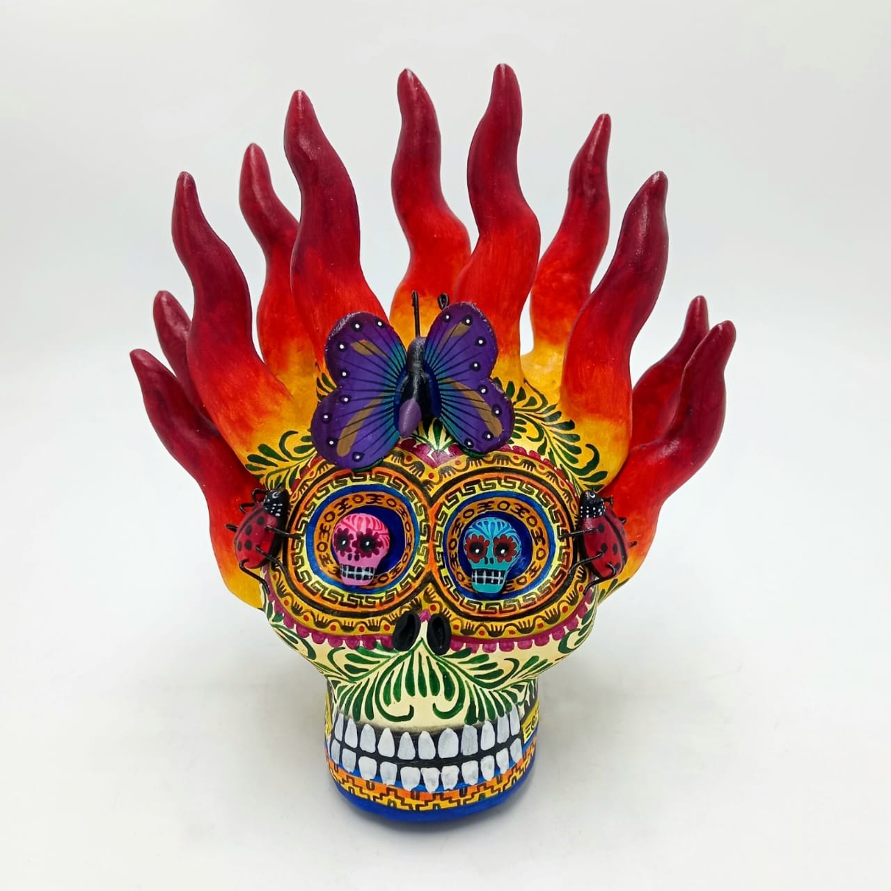 Day Of The Dead Ceramics Fire Skull By Alfonso Castillo PP6988