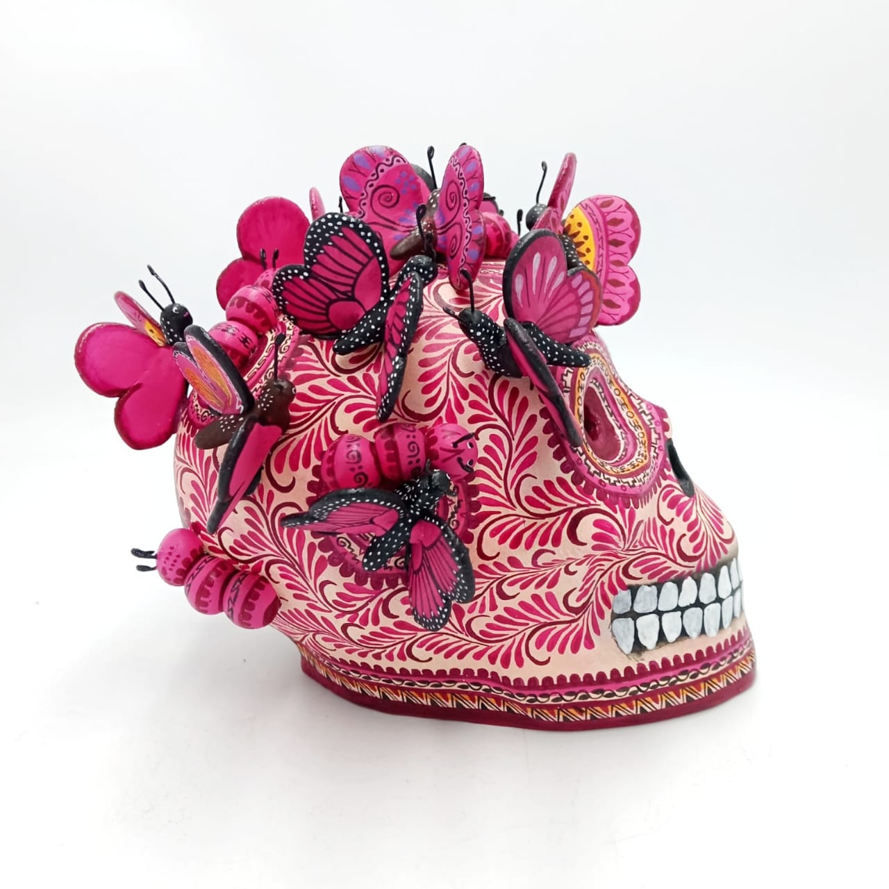 Day Of The Dead Ceramics Butterflys Human Skull By Alfonso Castillo PP6986