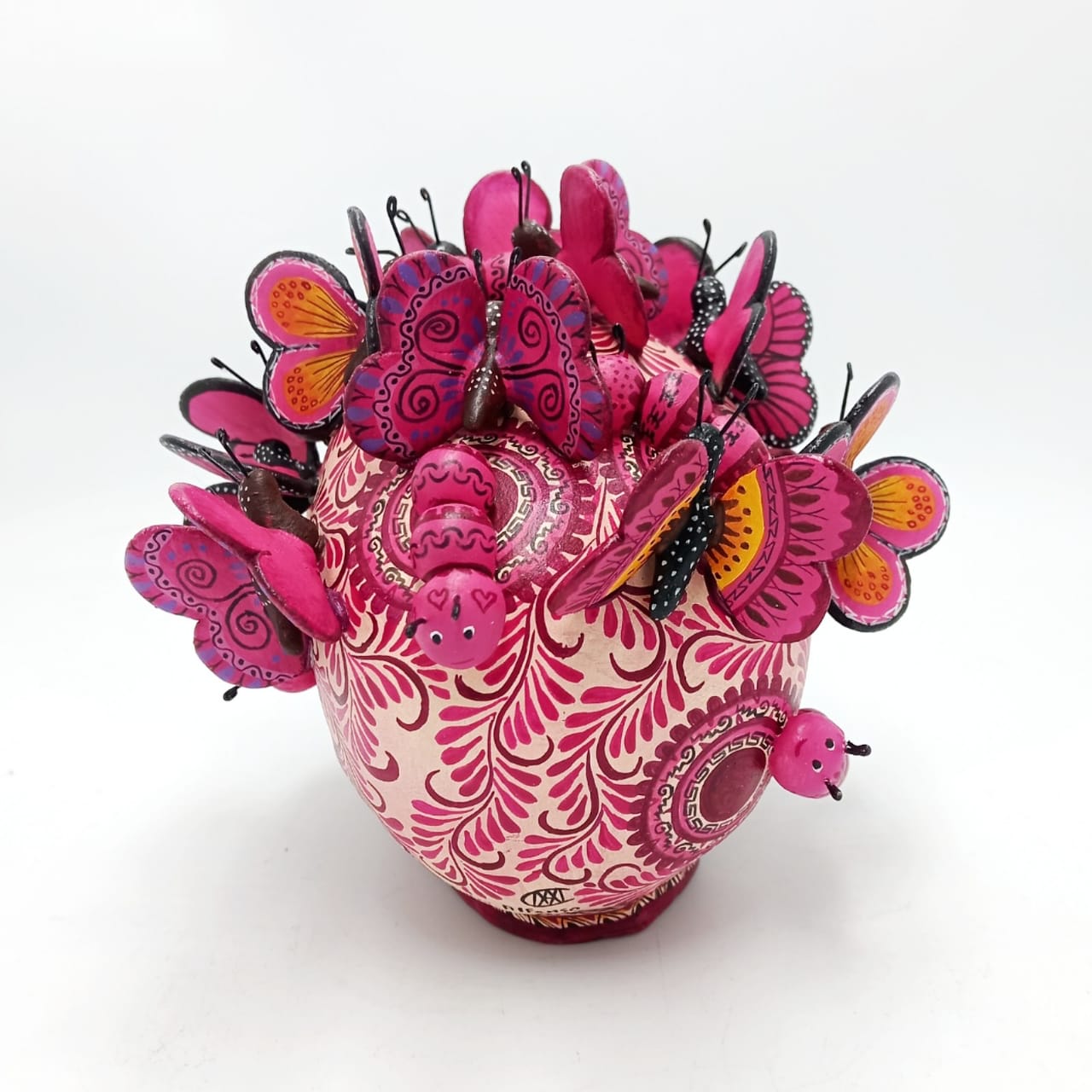Day Of The Dead Ceramics Butterflys Human Skull By Alfonso Castillo PP6986