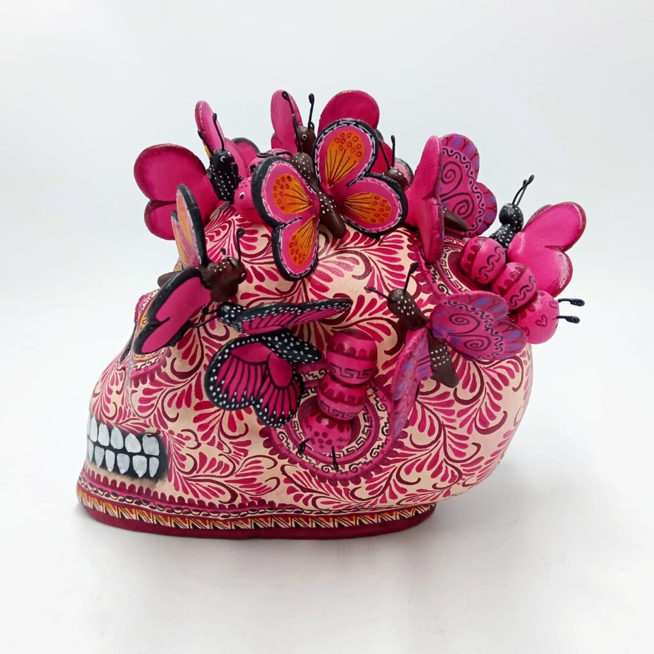 Day Of The Dead Ceramics Butterflys Human Skull By Alfonso Castillo PP6986