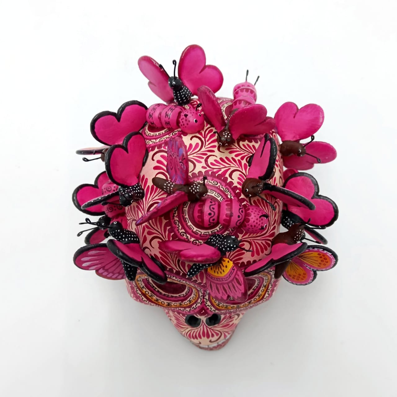 Day Of The Dead Ceramics Butterflys Human Skull By Alfonso Castillo PP6986