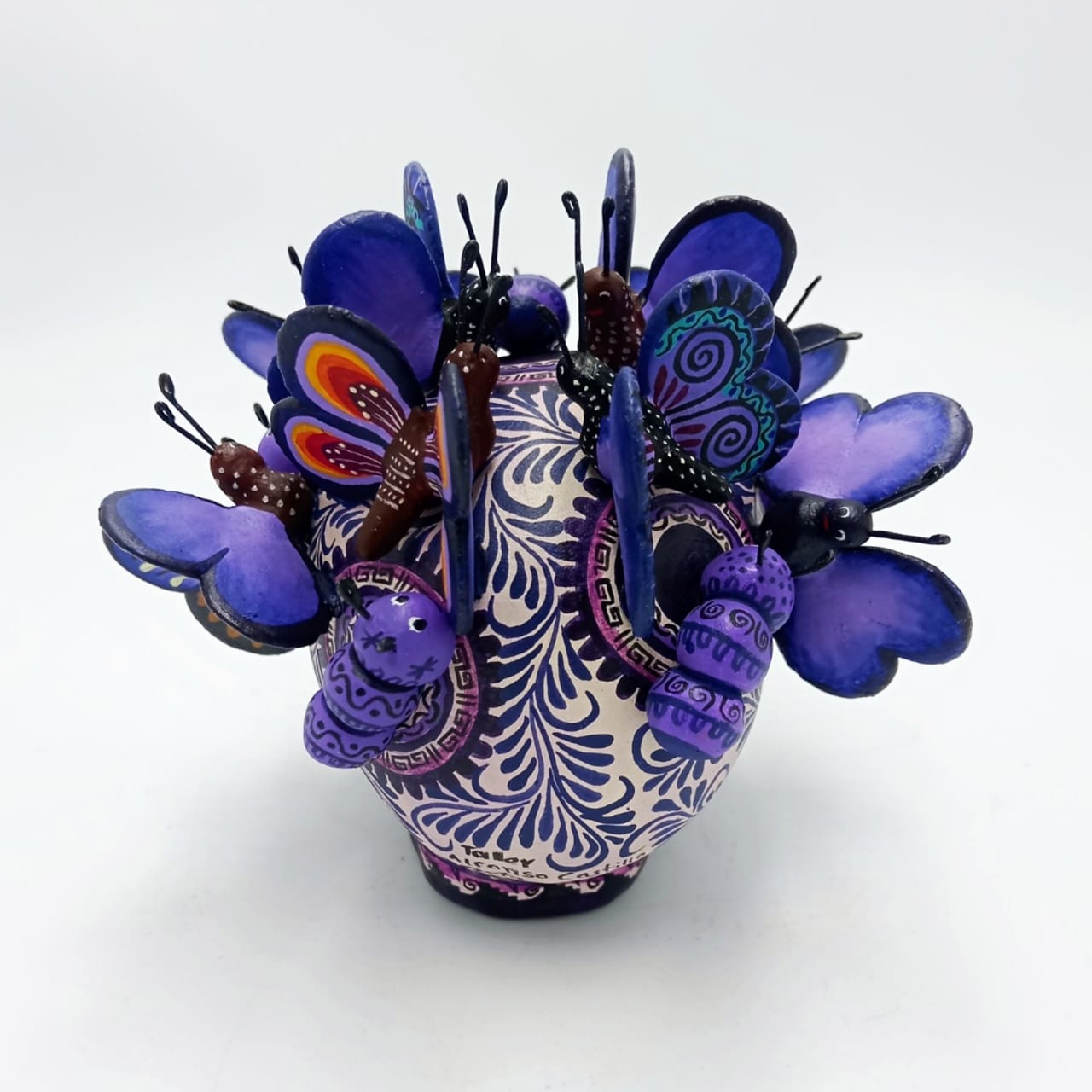 Day Of The Dead Ceramics Butterflys Human Skull By Alfonso Castillo PP6984
