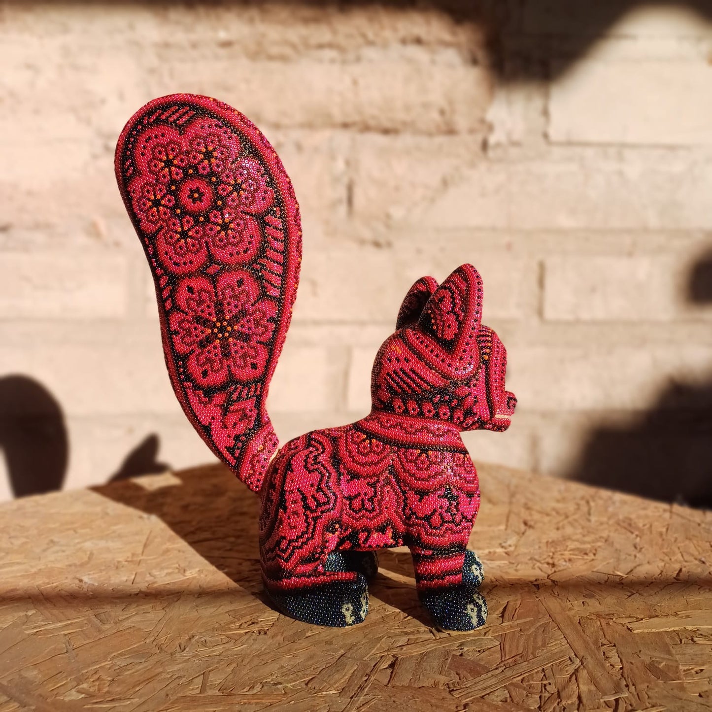 Hand Beaded Huichol Indian Mexican Folk Art Lemur By Morelia Lopez PP6976