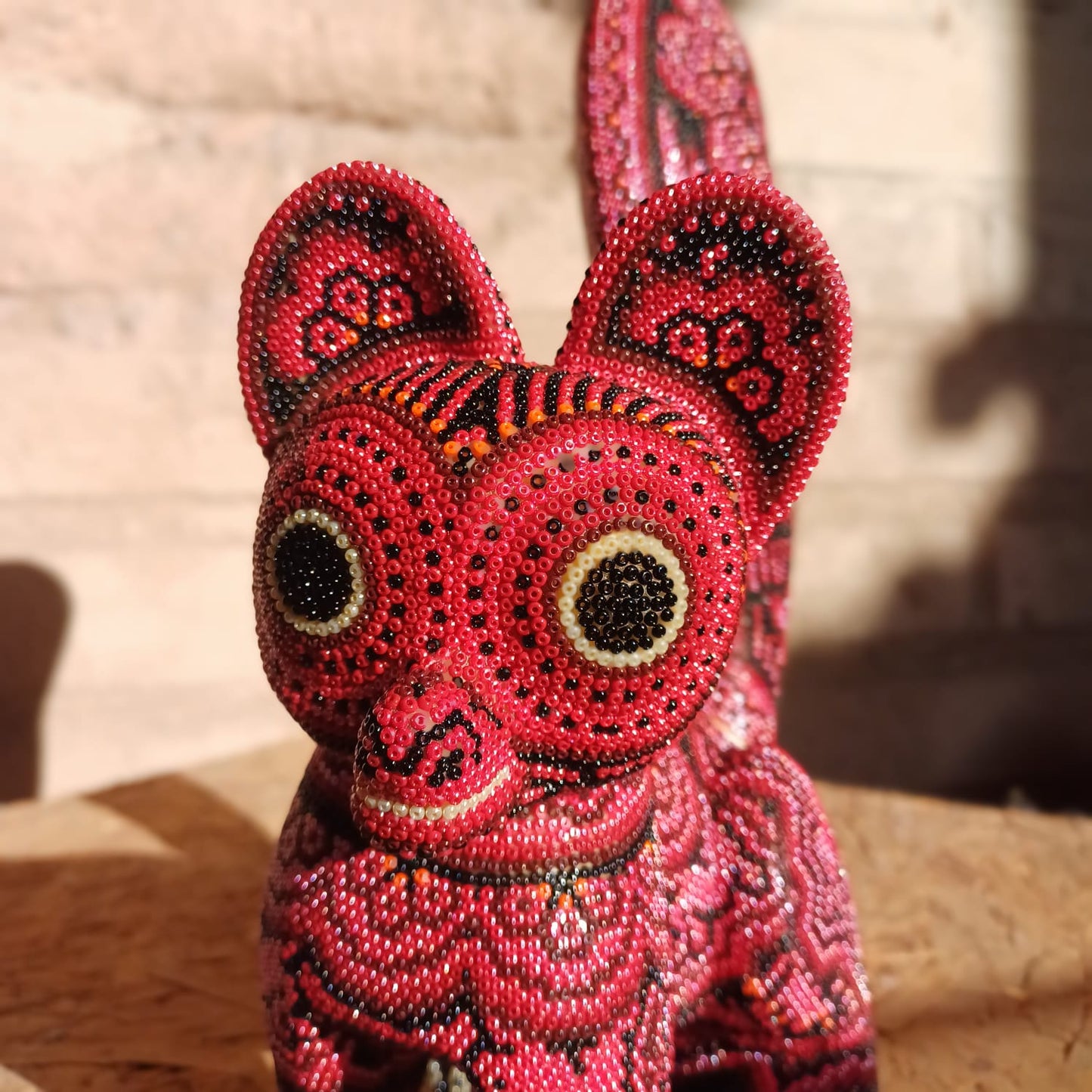 Hand Beaded Huichol Indian Mexican Folk Art Lemur By Morelia Lopez PP6976