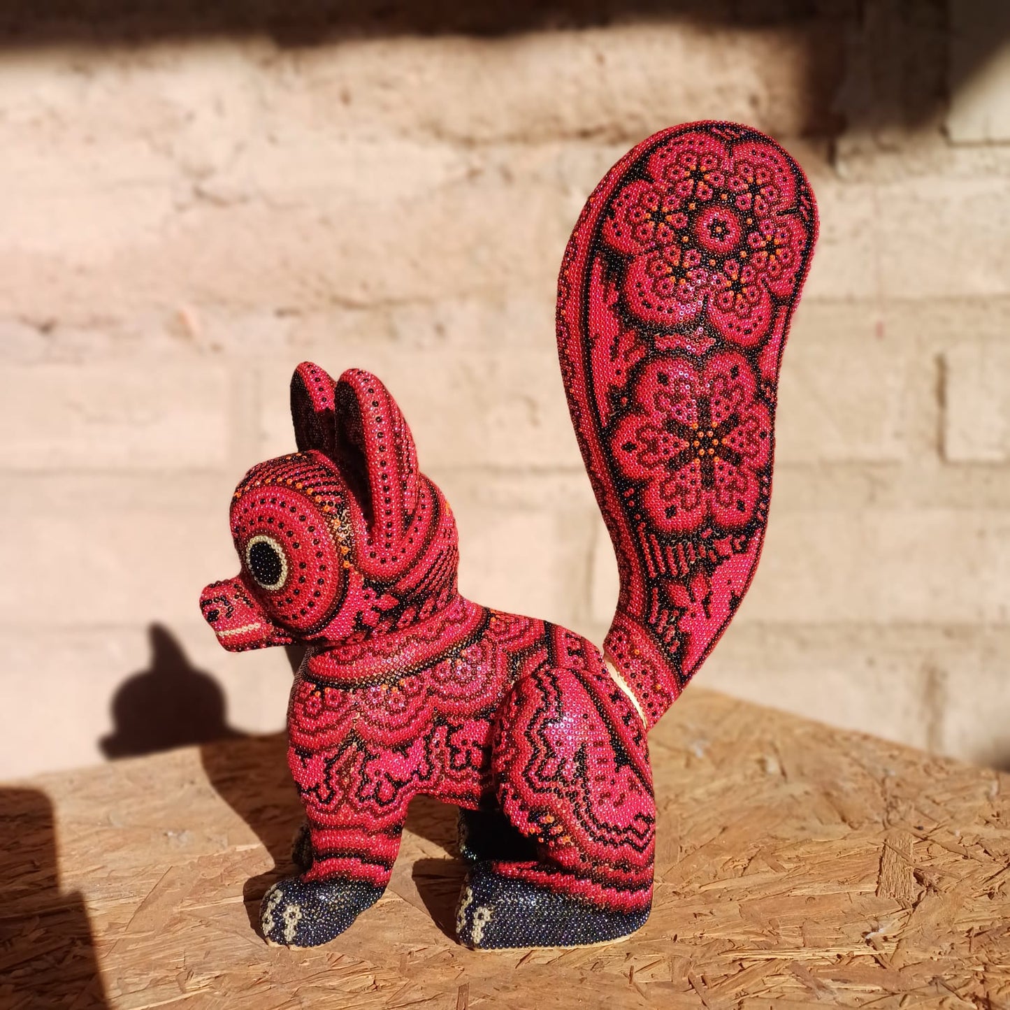 Hand Beaded Huichol Indian Mexican Folk Art Lemur By Morelia Lopez PP6976