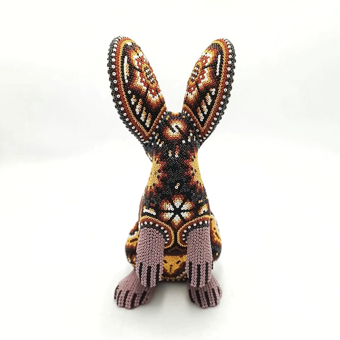 Mexican Huichol Beaded Rabbit By Isandro Villa PP6968