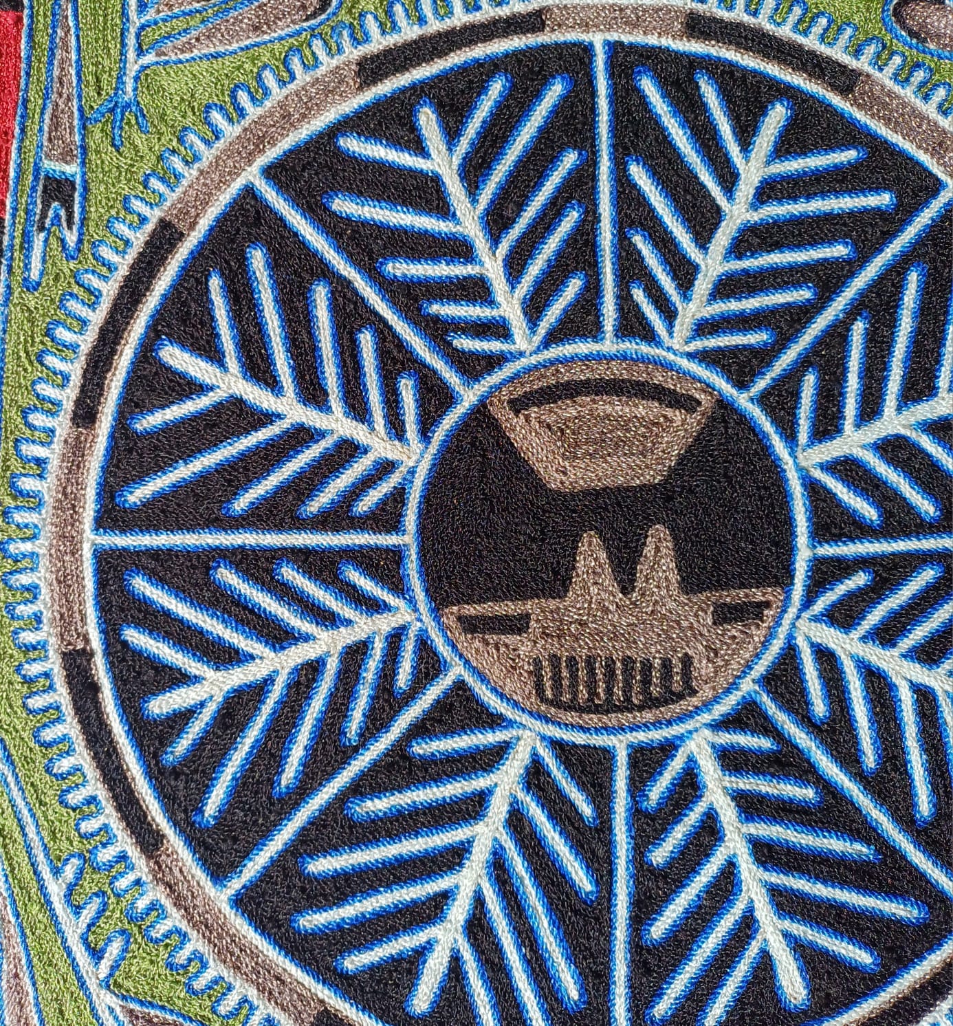 Huichol Indian Mexican Folk Art Yarn Painting By Silverio Gonzalez Rios PP7022